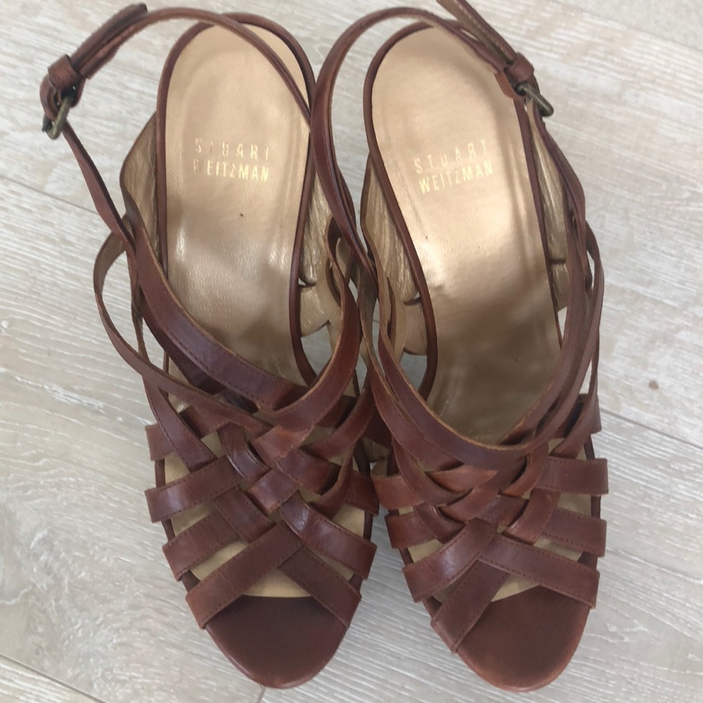 Stuart Weitzman Women's Brown Strappy High-Heel Sandals - Picture 6 of 6